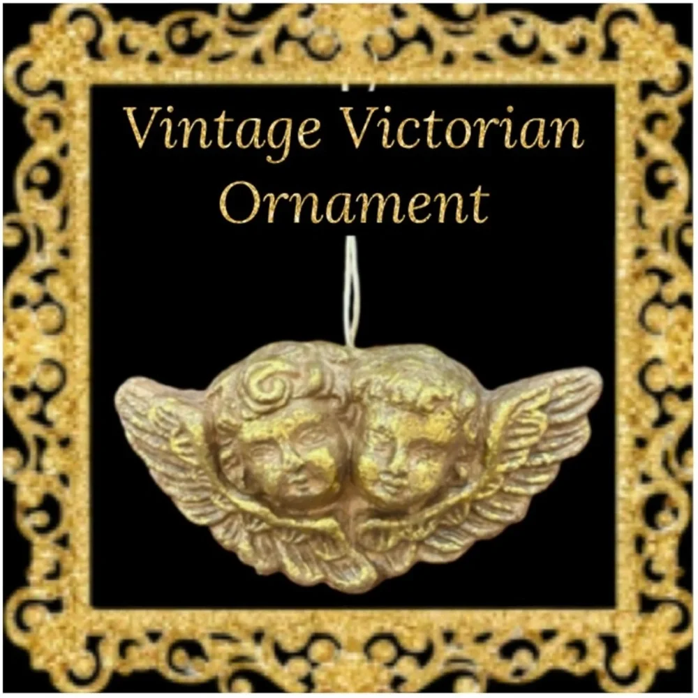 Gold Angel Ornament Vintage Christmas Handmade Ornament Victorian Luxury Cherubs